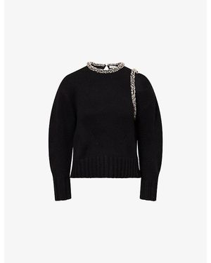 Jonathan Simkhai Monroe Embellished Wool-Blend Sweater - Black