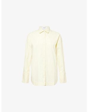 Lounge Underwear Stripe Oversized Cotton Shirt - White