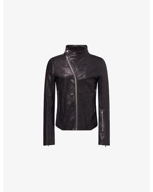 Rick Owens Release Zip-Pocket Leather Jacket - Black