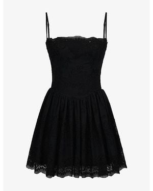 House Of Cb Chloe Broderie-Anglaise Cotton-Blend Mini Sundress - Black