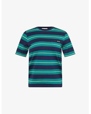 Miu Miu Striped Jersey T-Shirt in Blue | Lyst