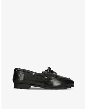 Bally Plume Leather Boat Shoes - Black