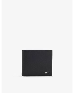 BOSS Logo-Plaque Leather Wallet - Black