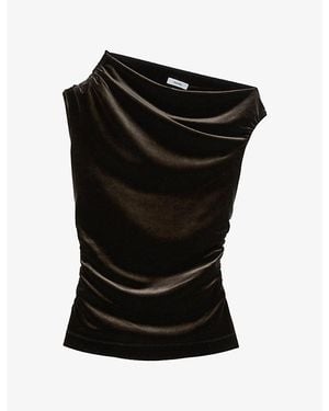 Reiss Demi Off-Shoulder Stretch-Velvet Top - Black