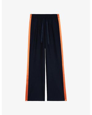 Zadig & Voltaire Poma Satin-Stripe Straight-Leg Low-Rise Stretch-Woven Trousers - Blue