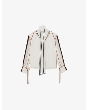 Reiss Lulu Tie-Neck Woven Blouse - White