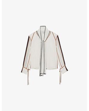 Reiss Lulu Tie-Neck Woven Blouse - White