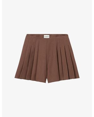 Claudie Pierlot Wide Straight-Leg Wool-Blend Shorts - Brown