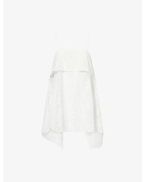 Dissh Anya Waterfall Sheer Lace Top - White