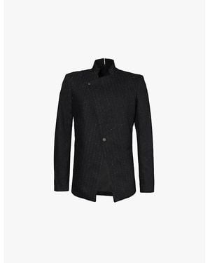 Boris Bidjan Saberi Striped Stand-Collar Cotton Blazer - Black