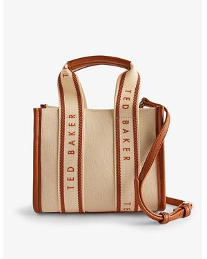 Ted Baker Georjiy Mini Branded-webbing Canvas Tote Bag - Brown