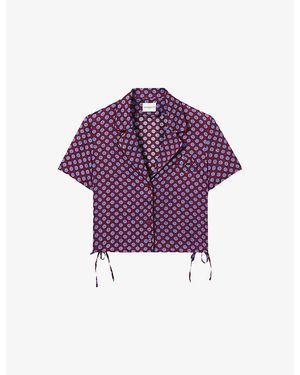 Claudie Pierlot Short-Sleeved Abstract-Print Woven Shirt - Purple
