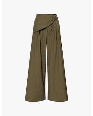 Damson Madder Fabia Belted Cotton-Blend Trousers - Green