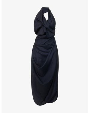 Vivienne Westwood Haler Galatea Draped Wool Maxi Dress - Blue