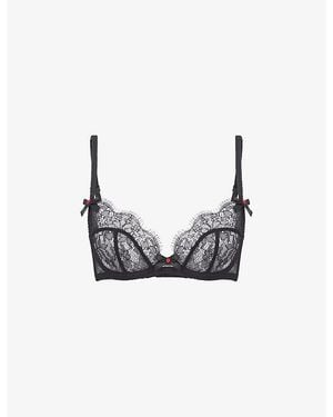 Agent Provocateur Lorna Bow-Embellished Lace Bra - Black