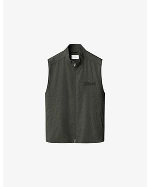 Eton Solid Wool Flannel Vest - Green