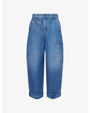 Givenchy Wide-Leg Rolled-Hem Denim Jeans - Blue