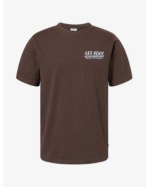 Les Deux Record Cotton T-Shirt - Brown