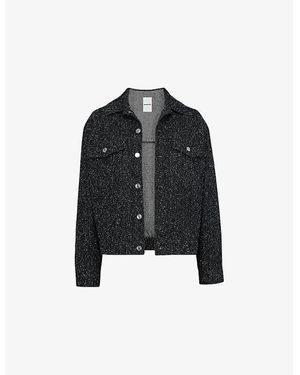 Mistress Rocks Distressed Patch-Pocket Denim Jacket - Black