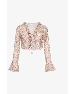 Gracejacob Nelly Floral-Print Chiffon Top - Pink