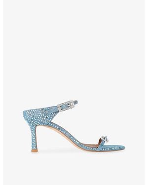 Kurt Geiger Strass Heeled Woven Mules - White