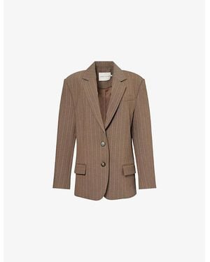 Camilla & Marc Calone Stripe Single-Breasted Woven Blazer - Brown
