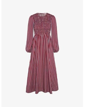 OMNES Saint Striped Cotton Midi Dress - Purple
