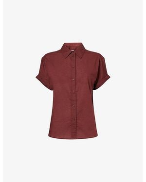 ME+EM Turn Up-Cuff Short-Sleeve Cotton-Poplin Shirt - Red