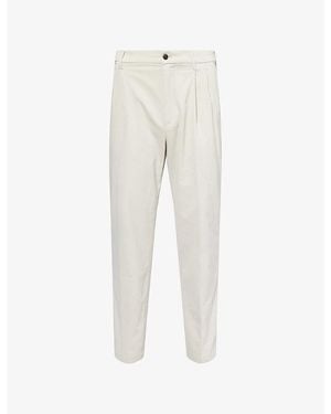dunhill Double-Pleated Straight-Leg Cotton Blend Chino Trousers - Natural