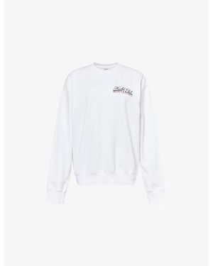 Sporty & Rich Embroidered-Logo Long-Sleeves Cotton-Jersey Sweatshirt - White