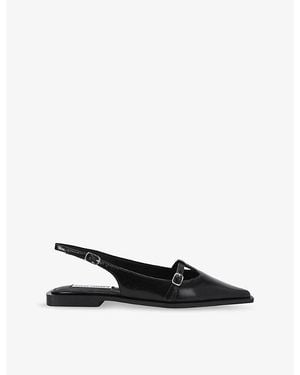 Steve Madden Synergy Mary-Jane Leather Sling-Back Flats - Black