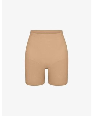 Skims Sculpt Fitted Stretch-Woven Shorts Xxl - Natural