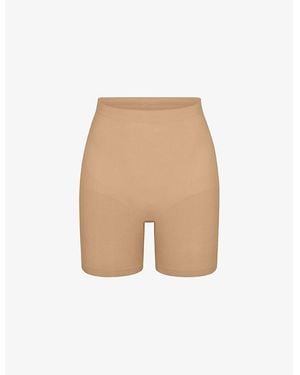 Skims Sculpt Fitted Stretch-Woven Shorts Xxl - Natural