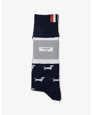 Thom Browne Hector Cotton-Blend Mid-Calf Socks - Blue