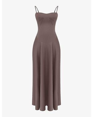 House Of Cb Anabella Lace-Up Satin Maxi Dress - Brown