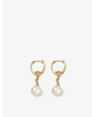 Astley Clarke Floe 18Ct 18Ct- Plated Sterling- And Pearl Drop Huggies - Metallic