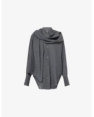 DARKPARK Georgia Detachable-Scarf Wool Shirt - Grey
