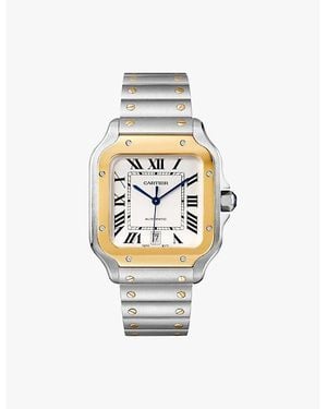 Cartier Crw2Sa0009 Santos De Large Stainless-Steel, 18Ct- And Interchangeable Leather Strap Automatic Watch - White