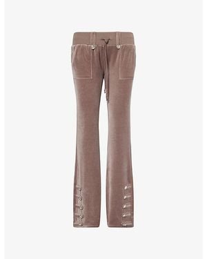 Jaded London Cavalier Military Studded Velour Jogging Bottoms - Brown