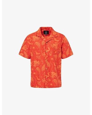 FINISTERRE Dylan Printed Short-Sleeve Cotton Shirt - Red