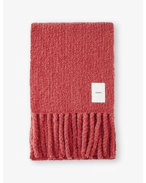 JOSEPH Branded Bouclé Knitted Scarf - Red