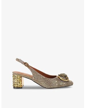 Kurt Geiger Chelsea Block-Heel Woven Slingbacks - Metallic