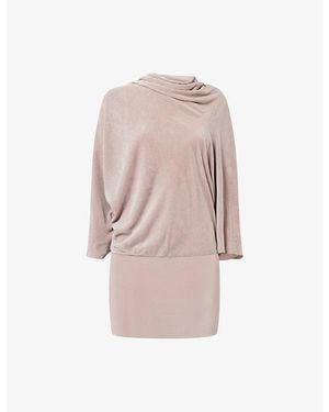 Rick Owens Draped Velvet Silk-Blend Top - Pink