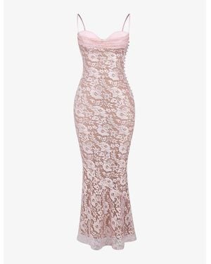 House Of Cb Rose Azzurra Floral-Embroidered Woven Maxi Dress - Pink