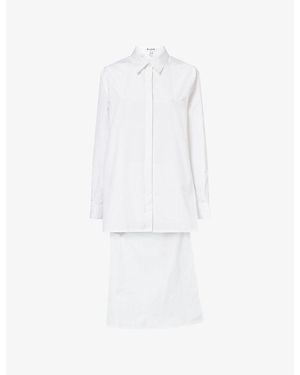 Alaïa Asymmetric-Hem Boxy-Fit Cotton Shirt - White