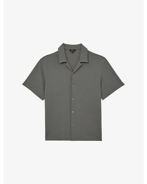 Reiss Cedric Textured Stretch-Woven Shirt - Grey