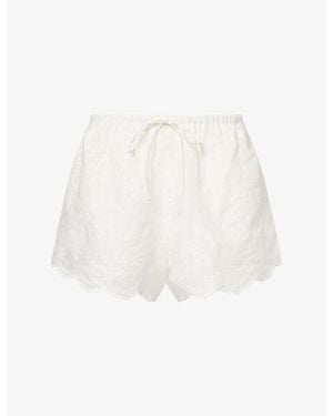 Dissh Cordelia Embroidered Ramie Shorts - White