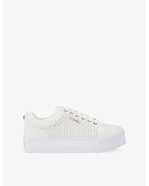 Carvela Kurt Geiger Sardinia Logo-Embossed Faux-Leather Low-Top Trainers - White