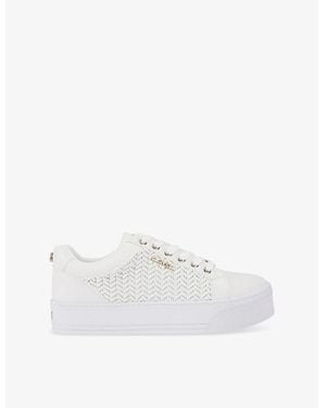 Carvela Kurt Geiger Sardinia Logo-Embossed Faux-Leather Low-Top Trainers - White