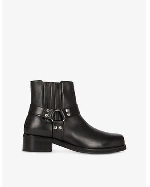 The Kooples Buckle-Embellished Leather Ankle Boots - Black